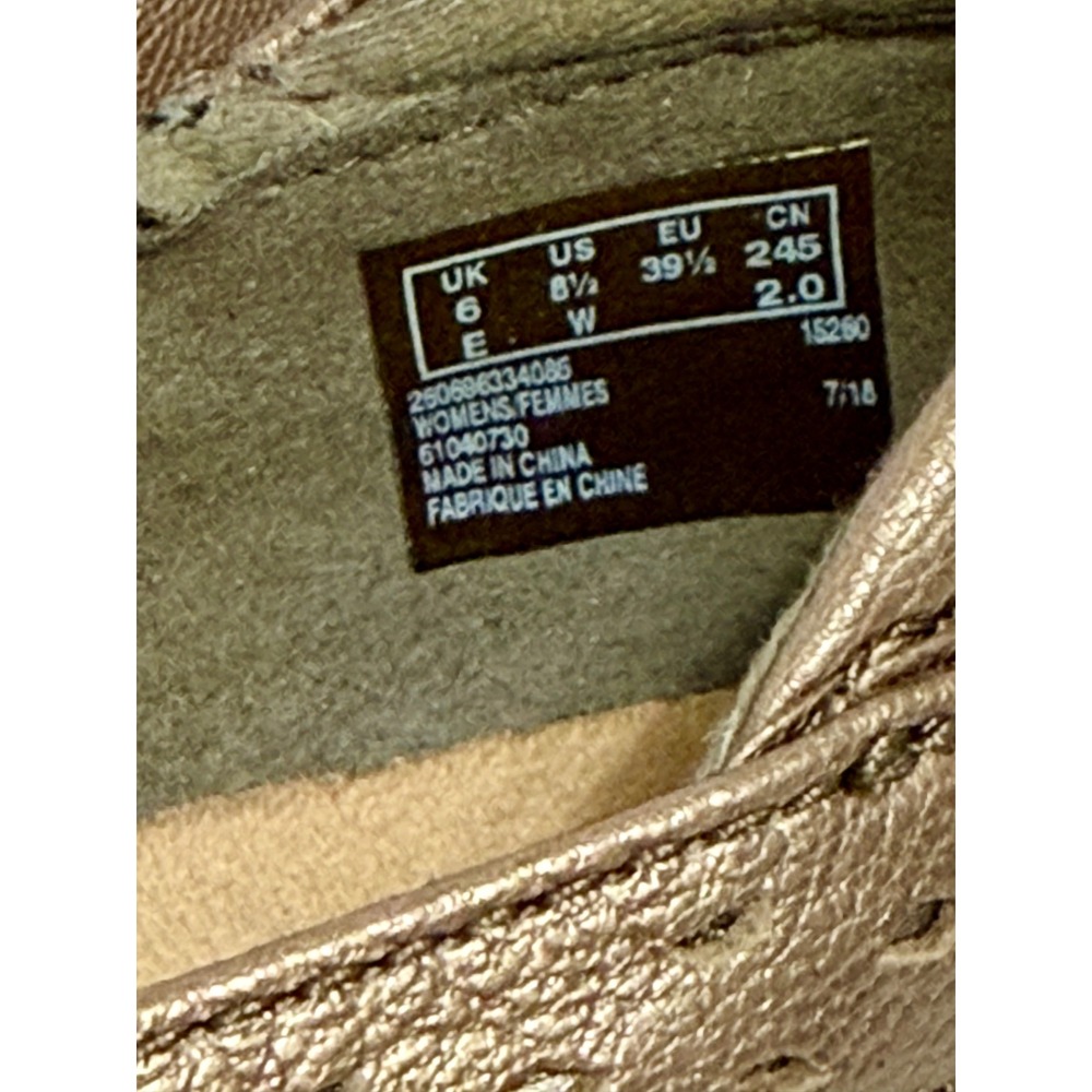 Clarks Collection Ashland Bronze Metallic Leather Mary Jane Shoes Womens 8.5 W - Picture 8 of 8